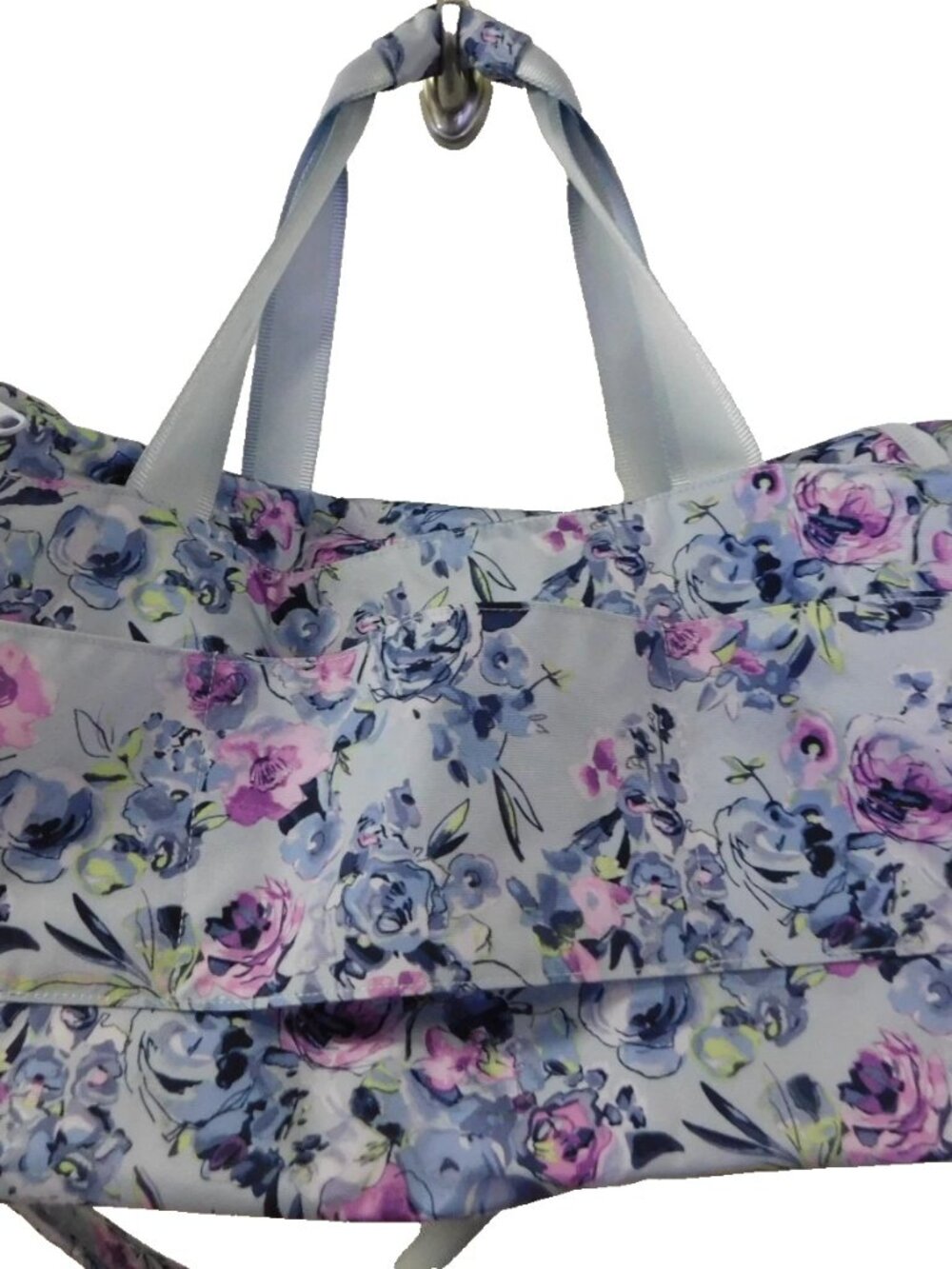 Vera Bradley Ripstop Style Floral On Blue Large Travel Weekender Bag